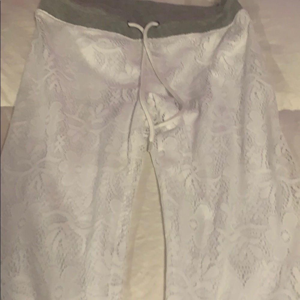 White lace joggers